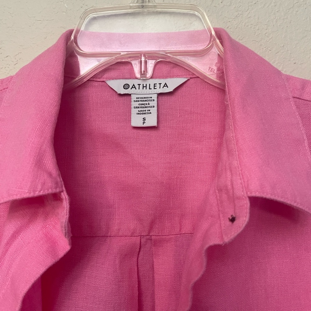 Athleta Vibrant Pink Collared Shirt - Picture 4 of 11